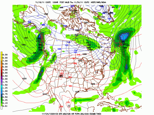 GFS Thanksgiving Day forecast